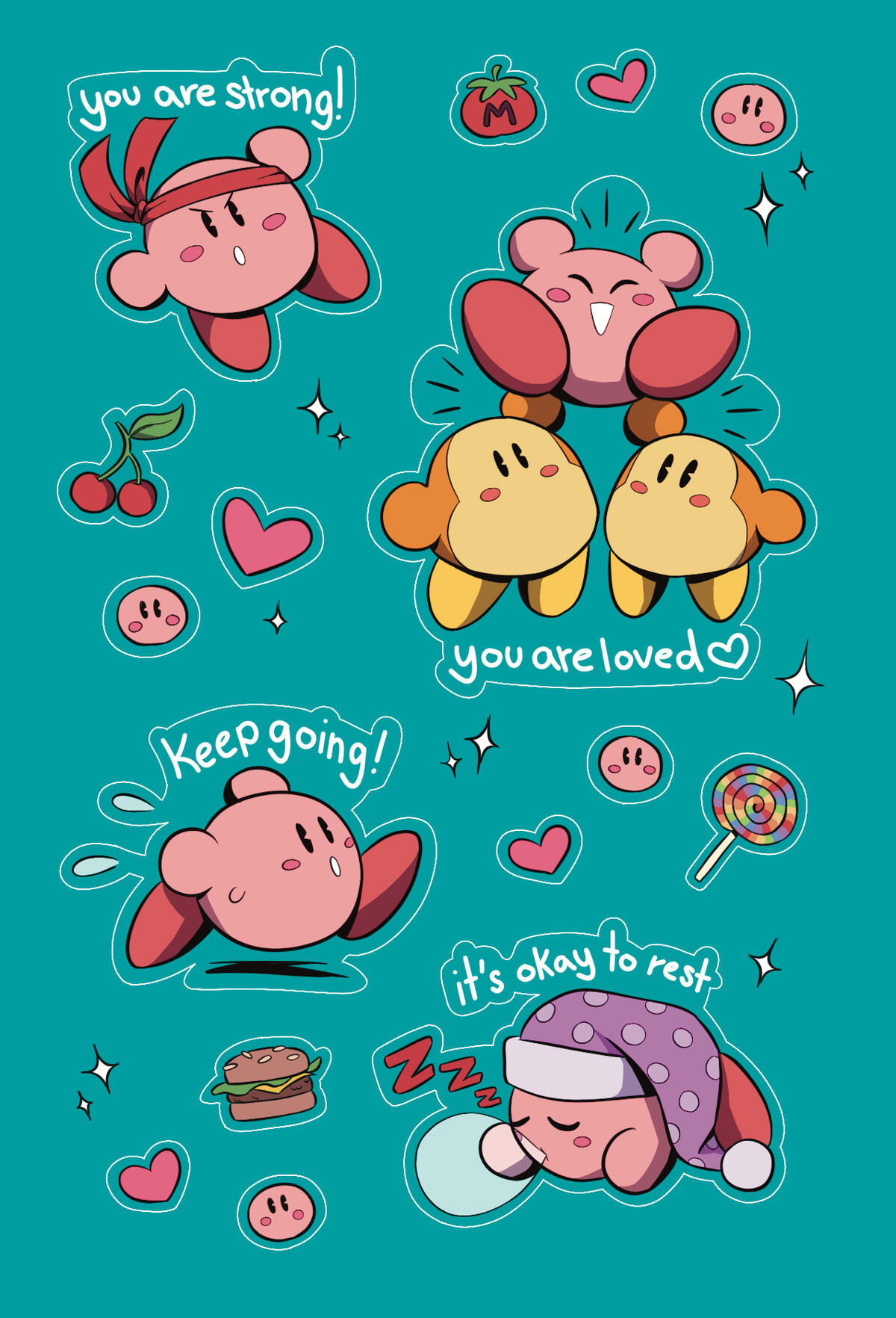 Kirby Positivity Sticker Sheet